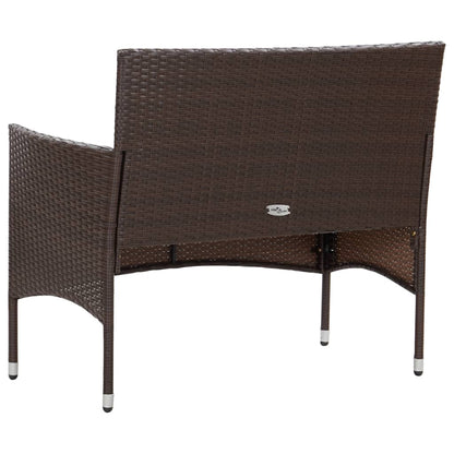 2 pcs conjunto lounge jardim c/ almofadão vime PE castanho