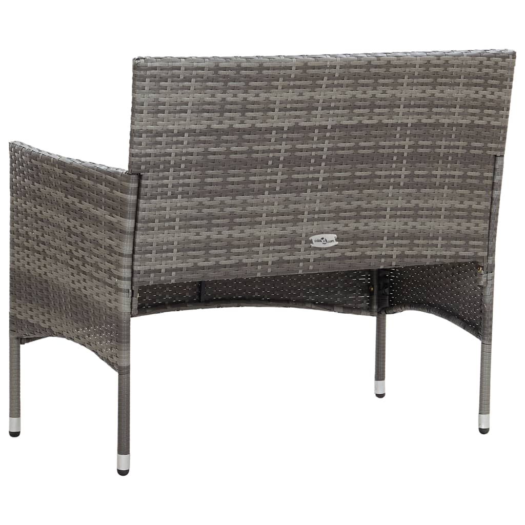 2 pcs conjunto lounge jardim c/ almofadão vime PE cinzento