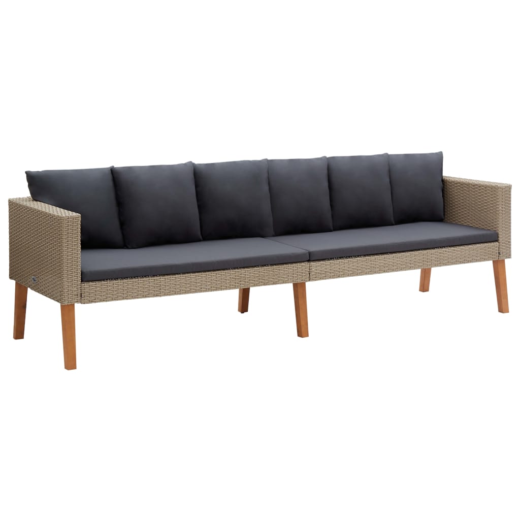 4 pcs conjunto lounge de jardim c/ almofadões vime PE bege