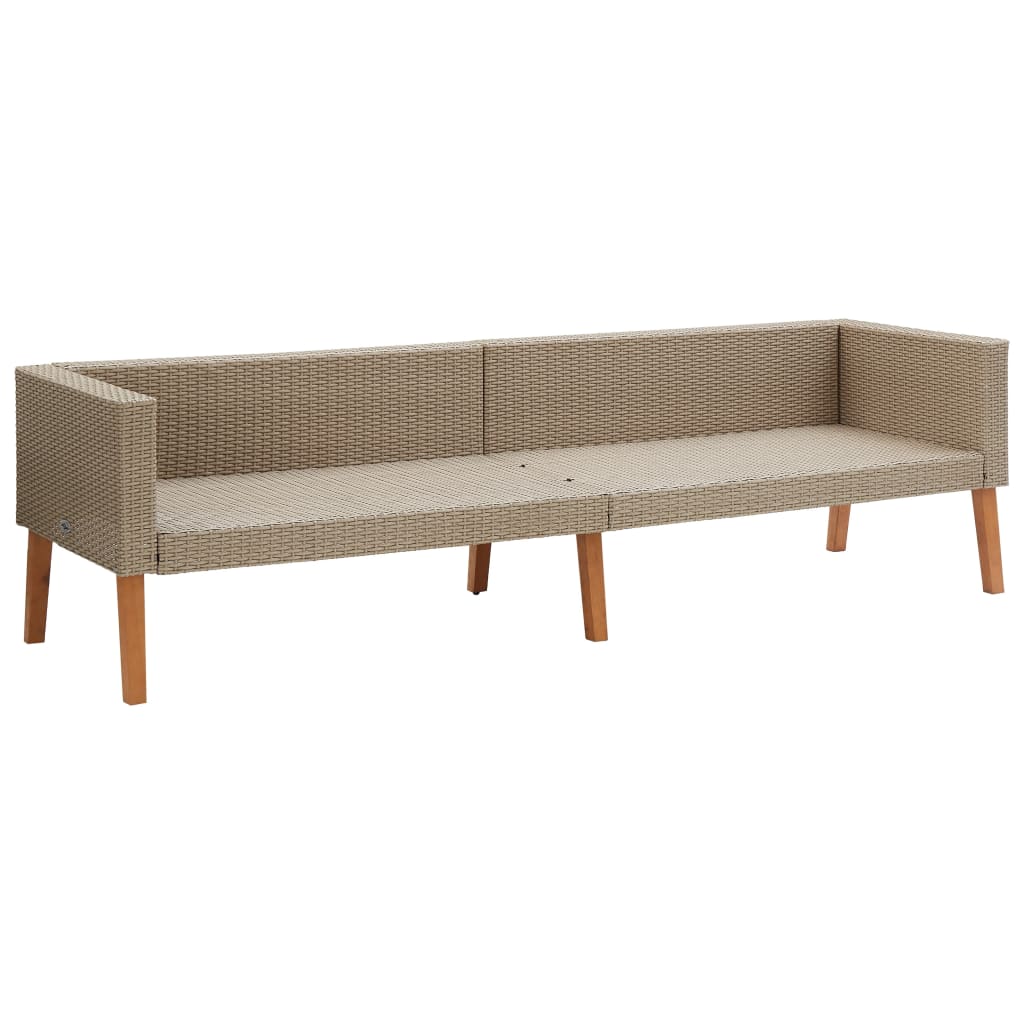 4 pcs conjunto lounge de jardim c/ almofadões vime PE bege