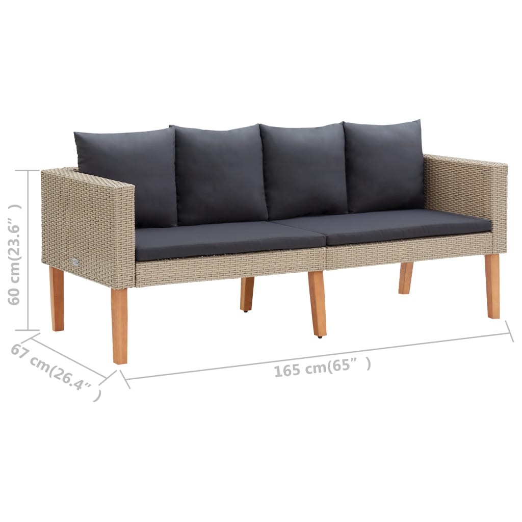 Conjunto Lounge de Jardim Connor - 2 Sofás e Mesa de Centro - Bege e Cinzento