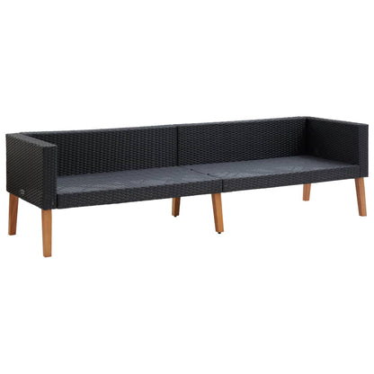 4 pcs conjunto lounge de jardim c/ almofadões vime PE preto