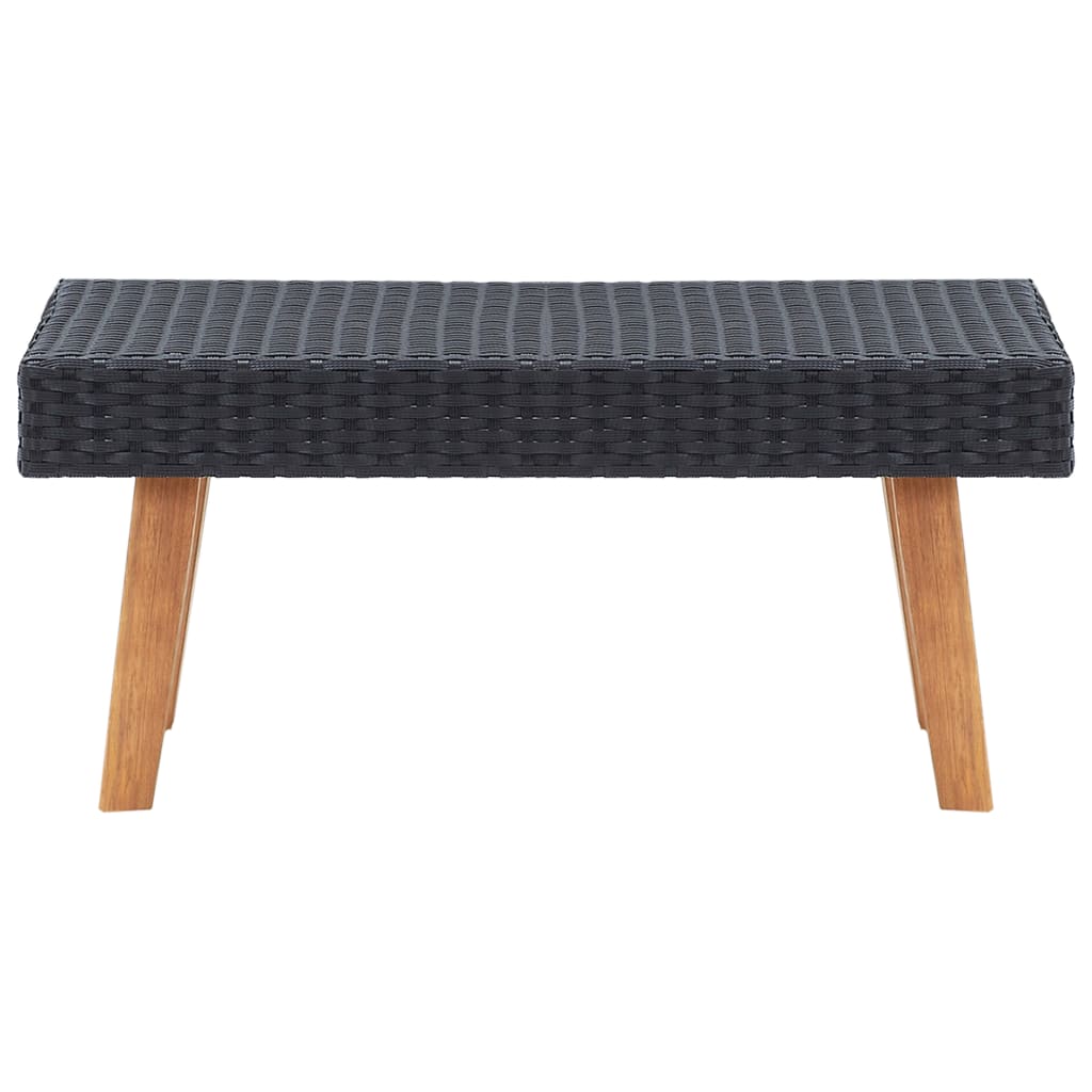 2 pcs conjunto lounge de jardim c/ almofadões vime PE preto