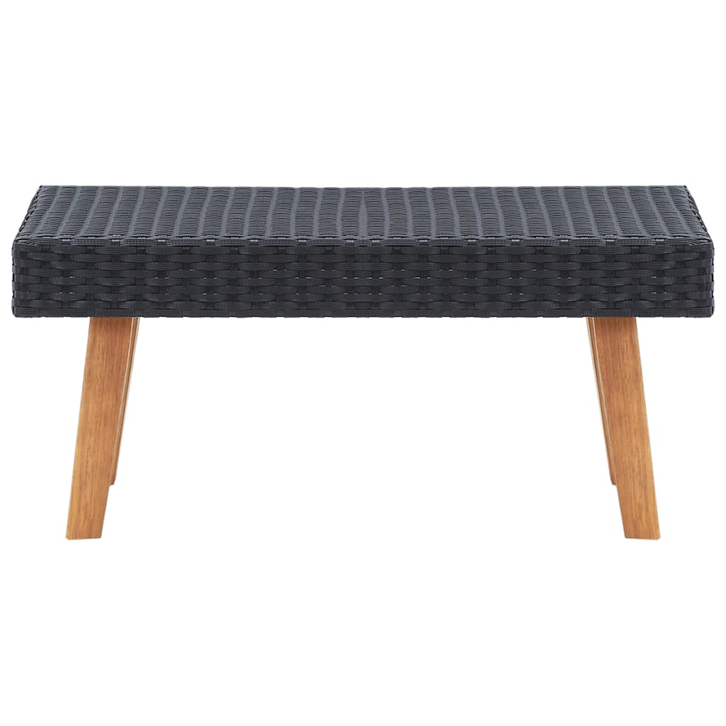 2 pcs conjunto lounge de jardim c/ almofadões vime PE preto