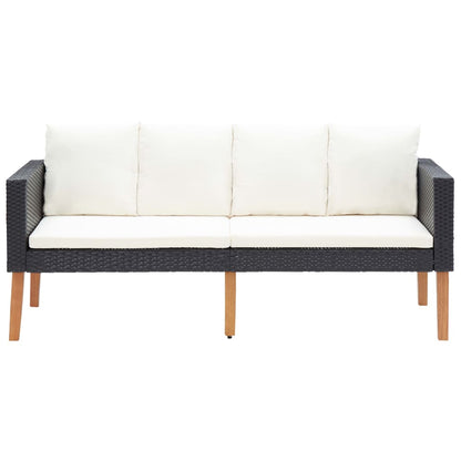 Conjunto Lounge de Jardim Connor - 2 Sofás e Mesa de Centro - Preto e Branco Nata