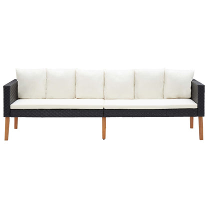 Conjunto Lounge de Jardim Connor - 2 Sofás e Mesa de Centro - Preto e Branco Nata