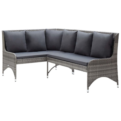 3 pcs conjunto lounge de jardim c/ almofadões vime PE cinzento