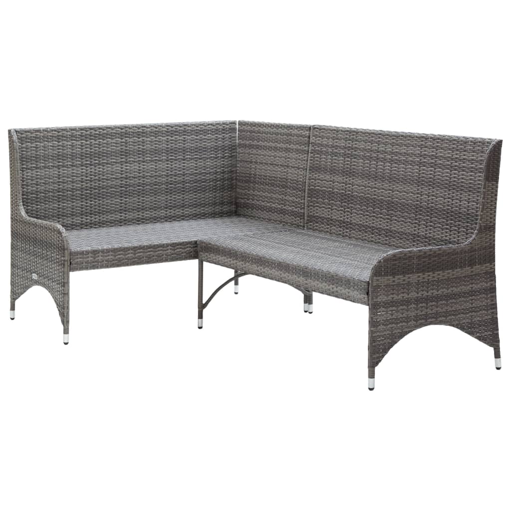 3 pcs conjunto lounge de jardim c/ almofadões vime PE cinzento