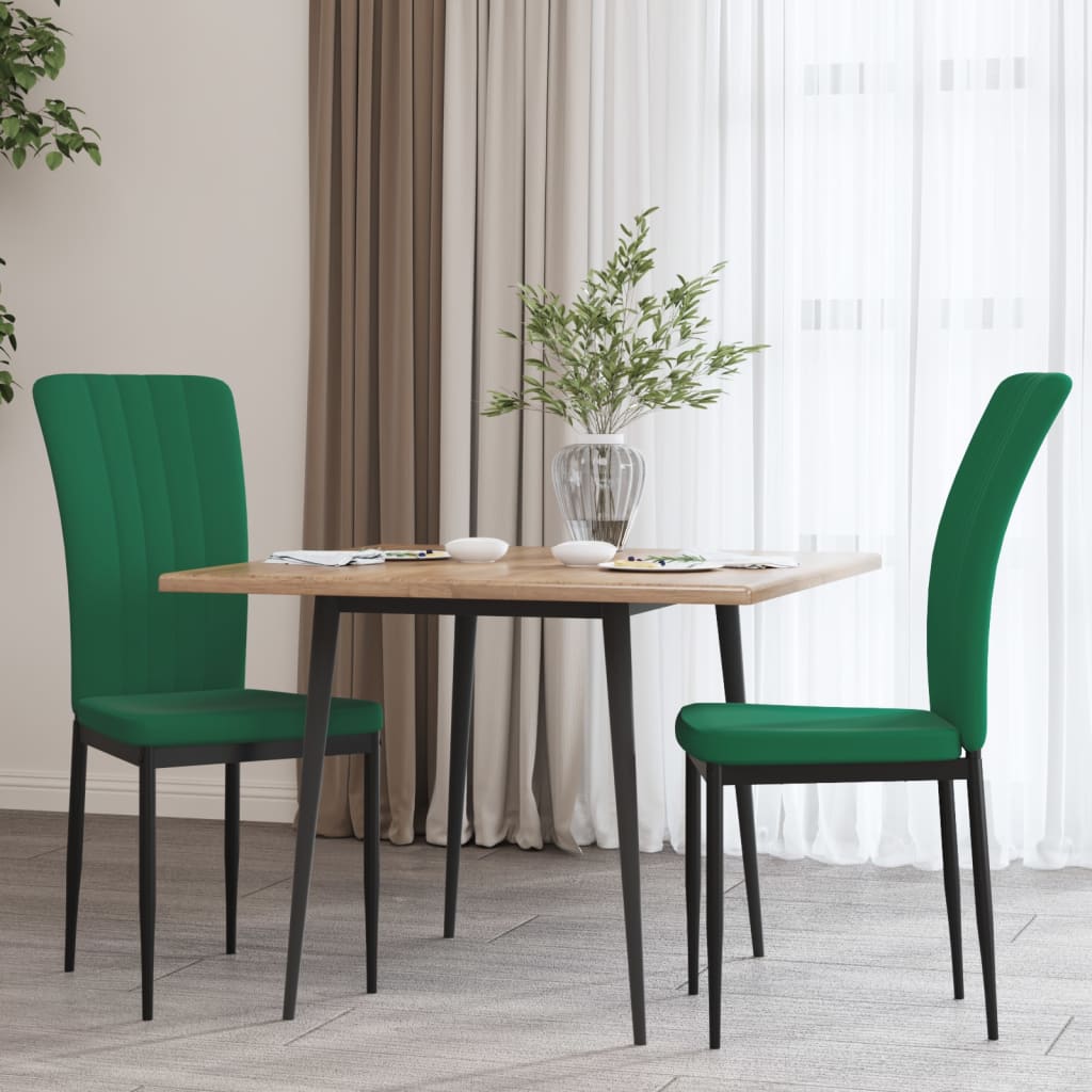 Cadeiras de jantar 2 pcs veludo verde-escuro