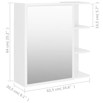 Armário de WC c/ espelho 62,5x20,5x64 cm contraplacado branco