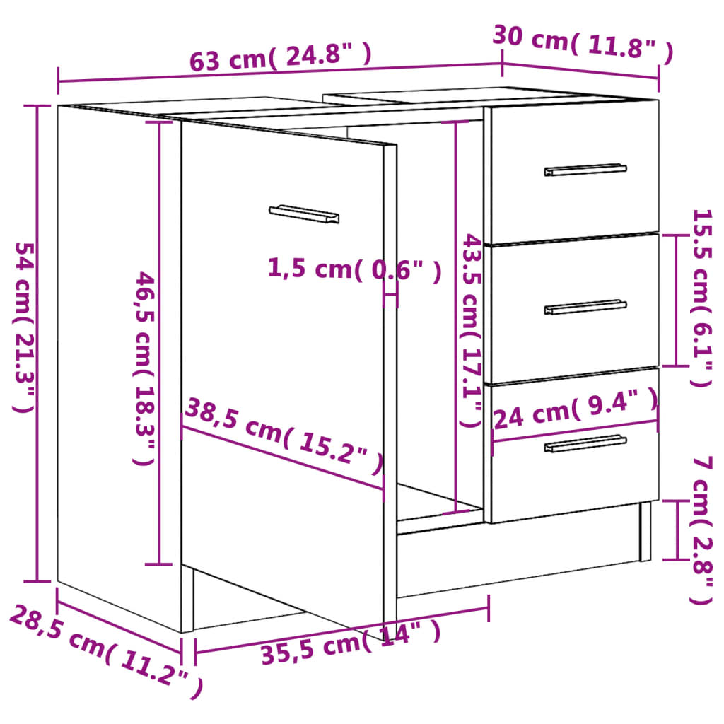 Móvel de Lavatório Kayke - Branco Brilhante - Design Moderno