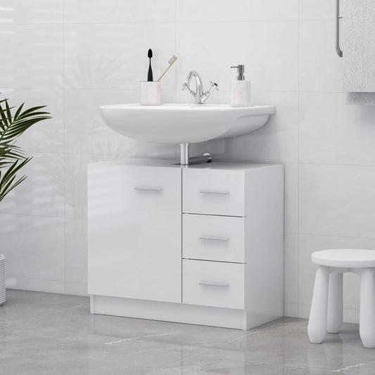 Móvel de Lavatório Kayke - Branco Brilhante - Design Moderno