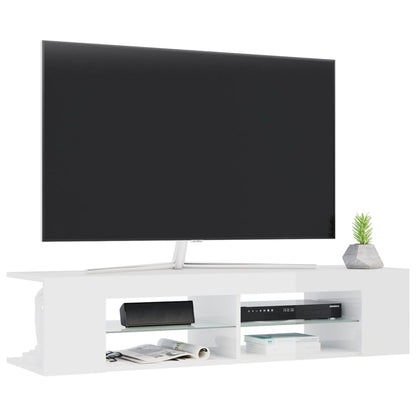 Móvel de TV Rutti com Luzes LED de 135 cm - Branco Brilhante - Design Moderno