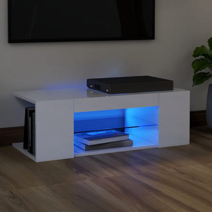 Móvel de TV Yoki com Luzes LED - Branco Brilhante - Design Moderno