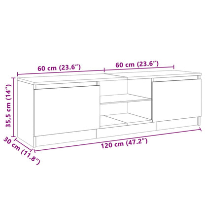 Móvel de TV com luzes LED 120x30x35,5 cm cinzento cimento