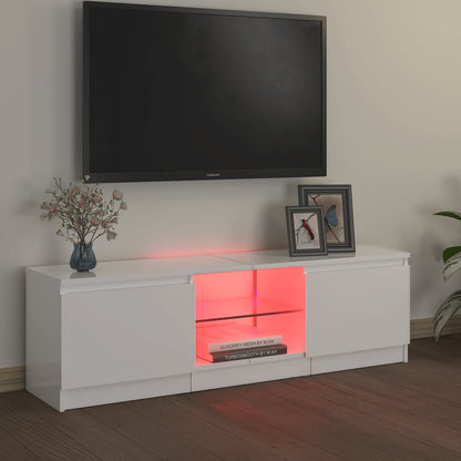 Móvel de TV Vinici com Luzes LED de 120cm - Branco Brilhante - Design Moderno