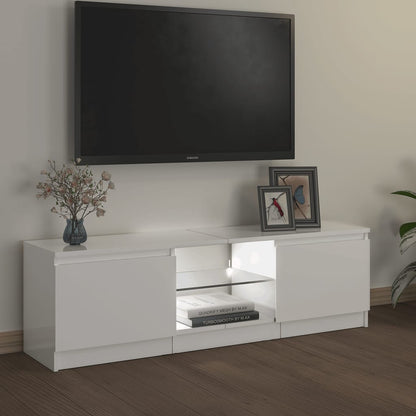 Móvel de TV Vinici com Luzes LED de 120cm - Branco Brilhante - Design Moderno