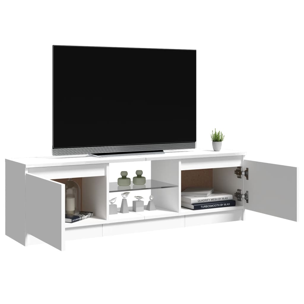 Móvel de TV Vinici com Luzes LED de 120cm - Branco Brilhante - Design Moderno