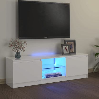 Móvel de TV Vinici com Luzes LED de 120cm - Branco Brilhante - Design Moderno