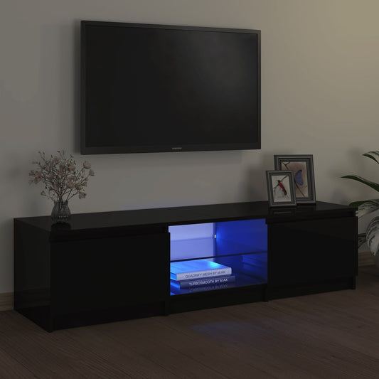 Móvel de TV Vinici com Luzes LED de 140cm - Preto - Design Moderno