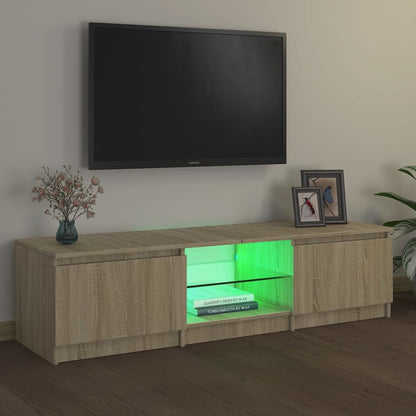 Móvel de TV Vinici com Luzes LED de 140cm - Carvalho - Design Moderno