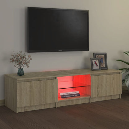 Móvel de TV Vinici com Luzes LED de 140cm - Carvalho - Design Moderno