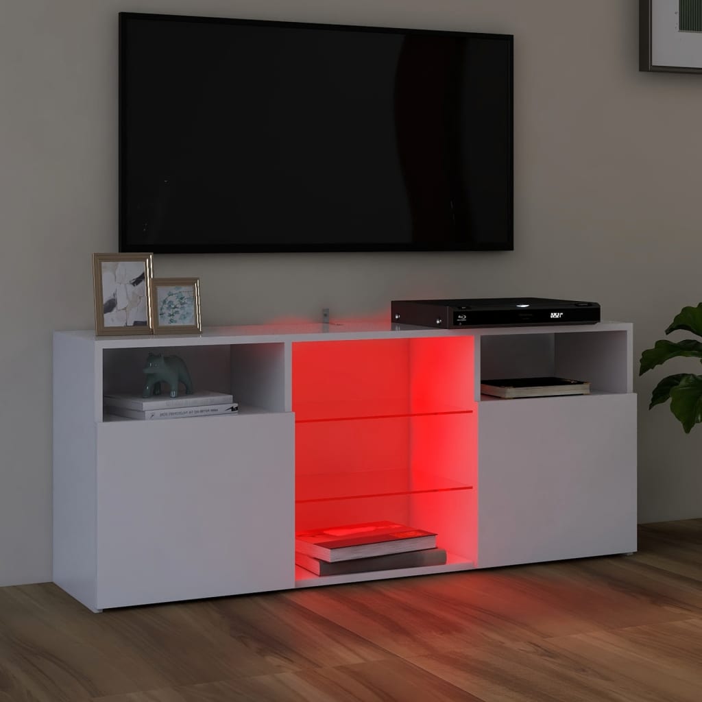 Móvel de TV Maze com Luzes LED de 120cm - Branco - Design Moderno