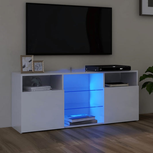 Móvel de TV Maze com Luzes LED de 120cm - Branco Brilhante - Design Moderno