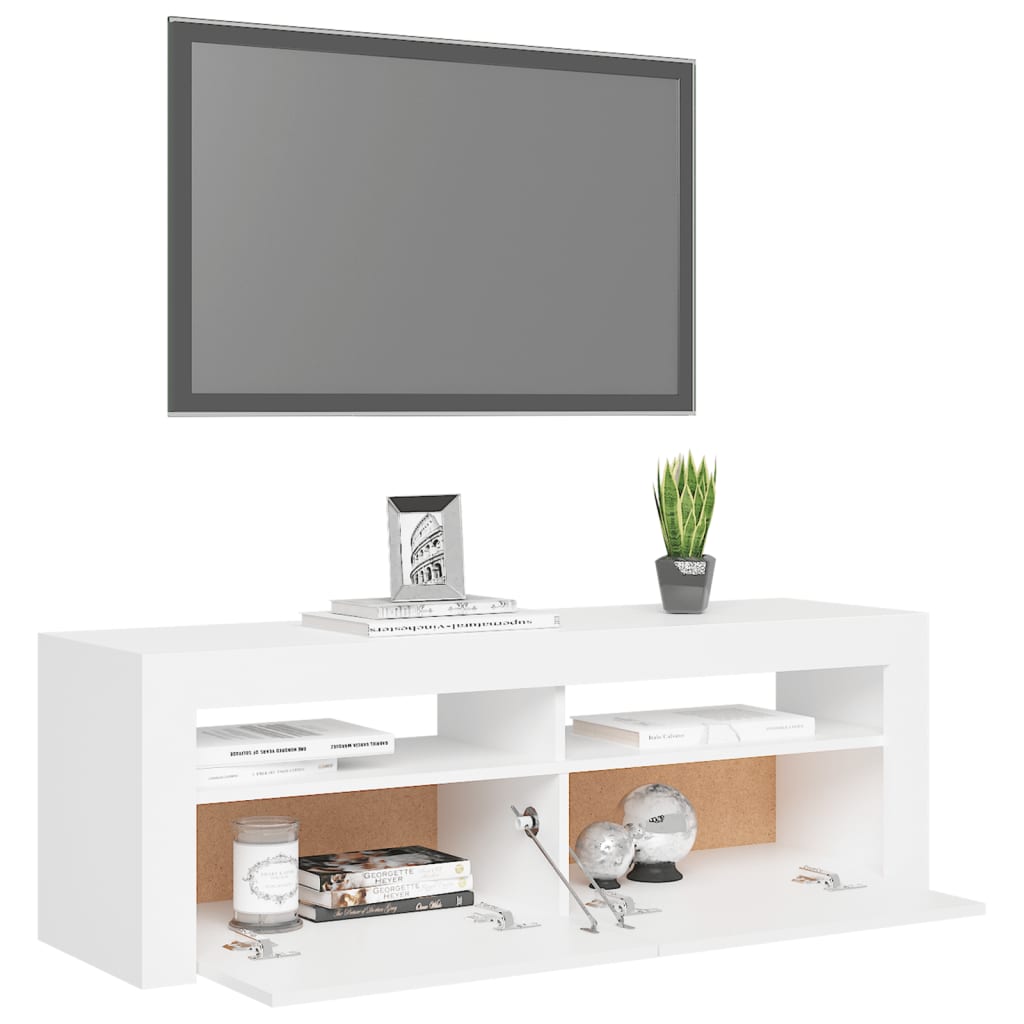 Móvel de TV com luzes LED 120x35x40 cm branco