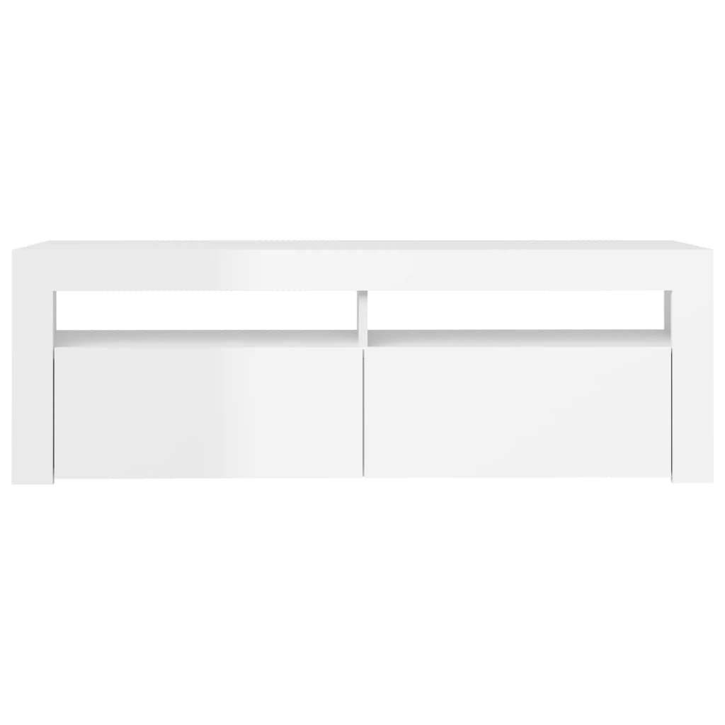 Móvel de TV com luzes LED 120x35x40 cm branco brilhante