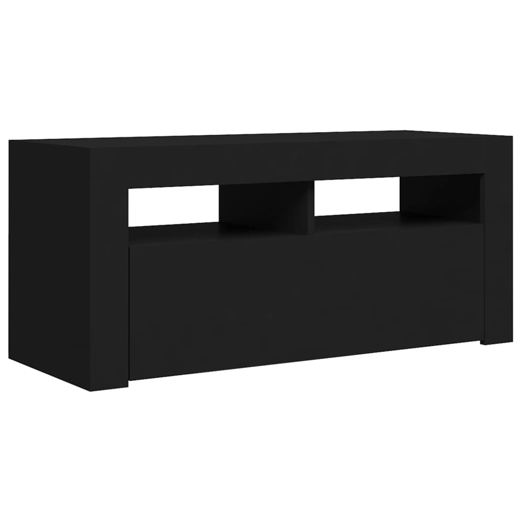 Móvel de TV com luzes LED 90x35x40 cm preto