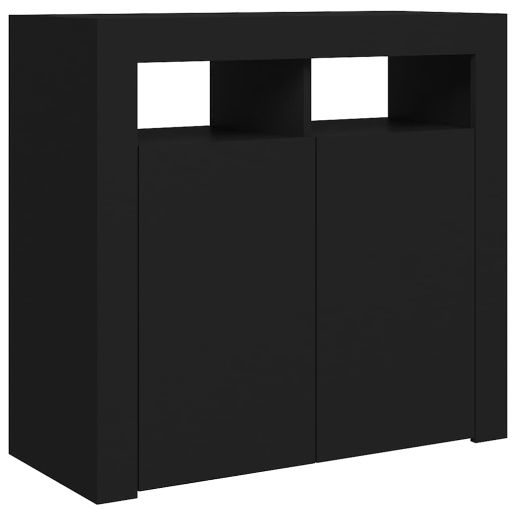 Aparador Giancarlo com Luzes LED de 80 cm - Preto - Design Moderno