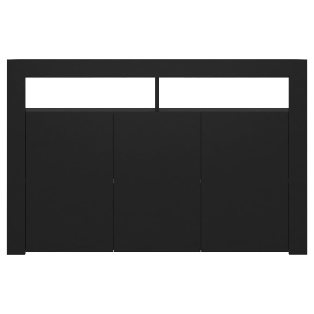 Aparador Giancarlo com Luzes LED de 115 cm - Preto - Design Moderno