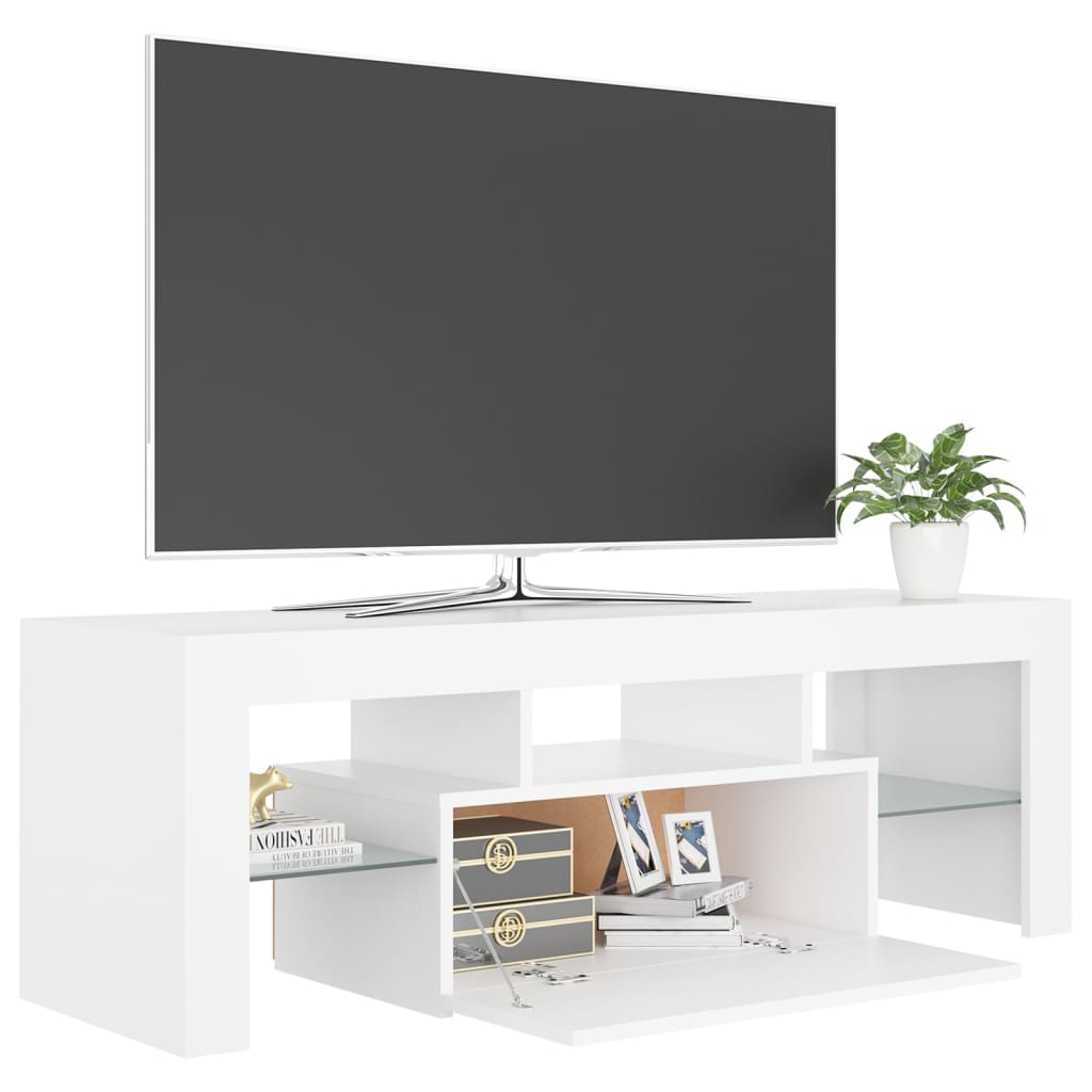 Móvel de TV com luzes LED 120x35x40 cm branco