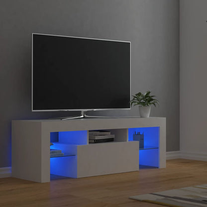 Móvel de TV com luzes LED 120x35x40 cm branco