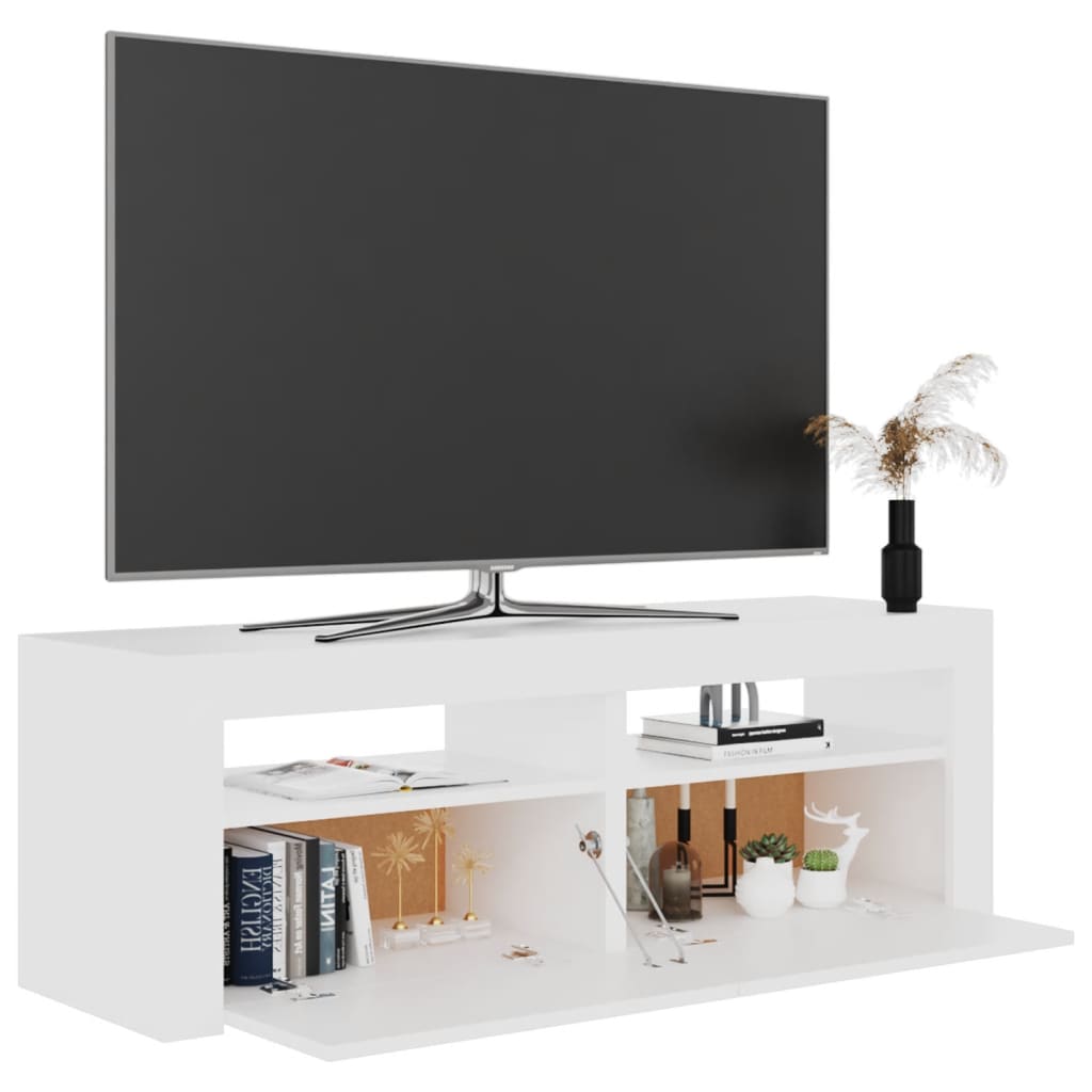 Móvel de TV Benita - Cor Branco - Com Luzes LED - 120x35x40 cm - Design Moderno