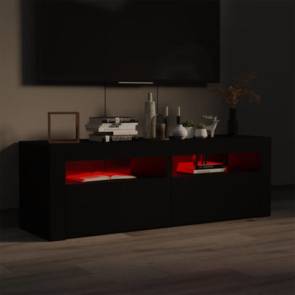 Móvel de TV Benita - Cor Preto - Com Luzes LED - 120x35x40 cm - Design Moderno