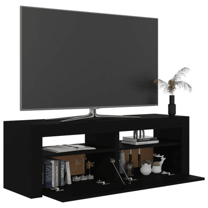 Móvel de TV Benita - Cor Preto - Com Luzes LED - 120x35x40 cm - Design Moderno