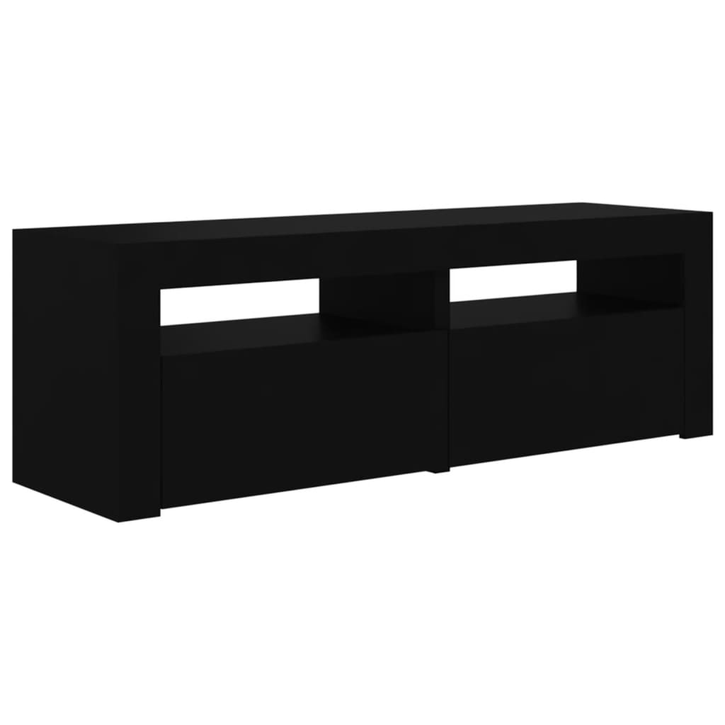 Móvel de TV Benita - Cor Preto - Com Luzes LED - 120x35x40 cm - Design Moderno