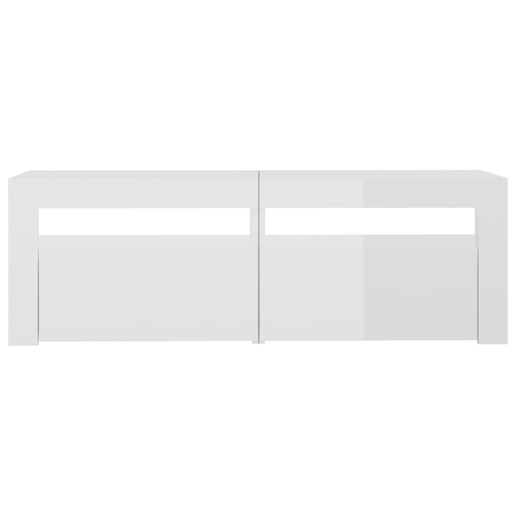 Móvel de TV com luzes LED 120x35x40 cm branco brilhante