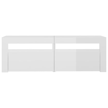 Móvel de TV com luzes LED 120x35x40 cm branco brilhante