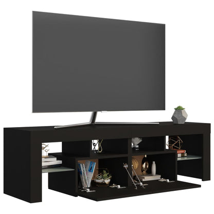 Móvel de TV com luzes LED 140x36,5x40 cm preto