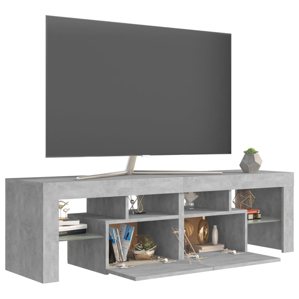 Móvel de TV Luna com luzes LED de 140cm - Cinzento Cimento - Design Moderno