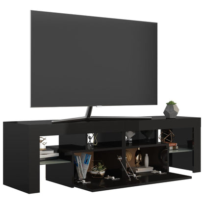 Móvel de TV Luna com luzes LED de 140cm - Preto Brilhante - Design Moderno