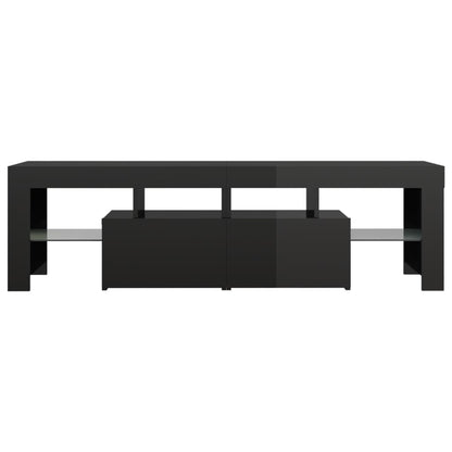 Móvel de TV Luna com luzes LED de 140cm - Preto Brilhante - Design Moderno