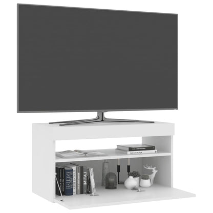 Móvel de TV com luzes LED 75x35x40 cm branco