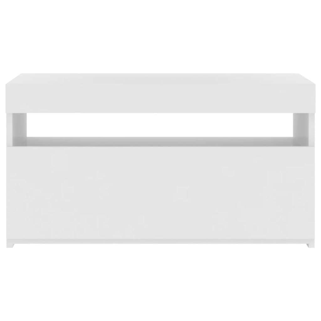 Móvel de TV com luzes LED 75x35x40 cm branco