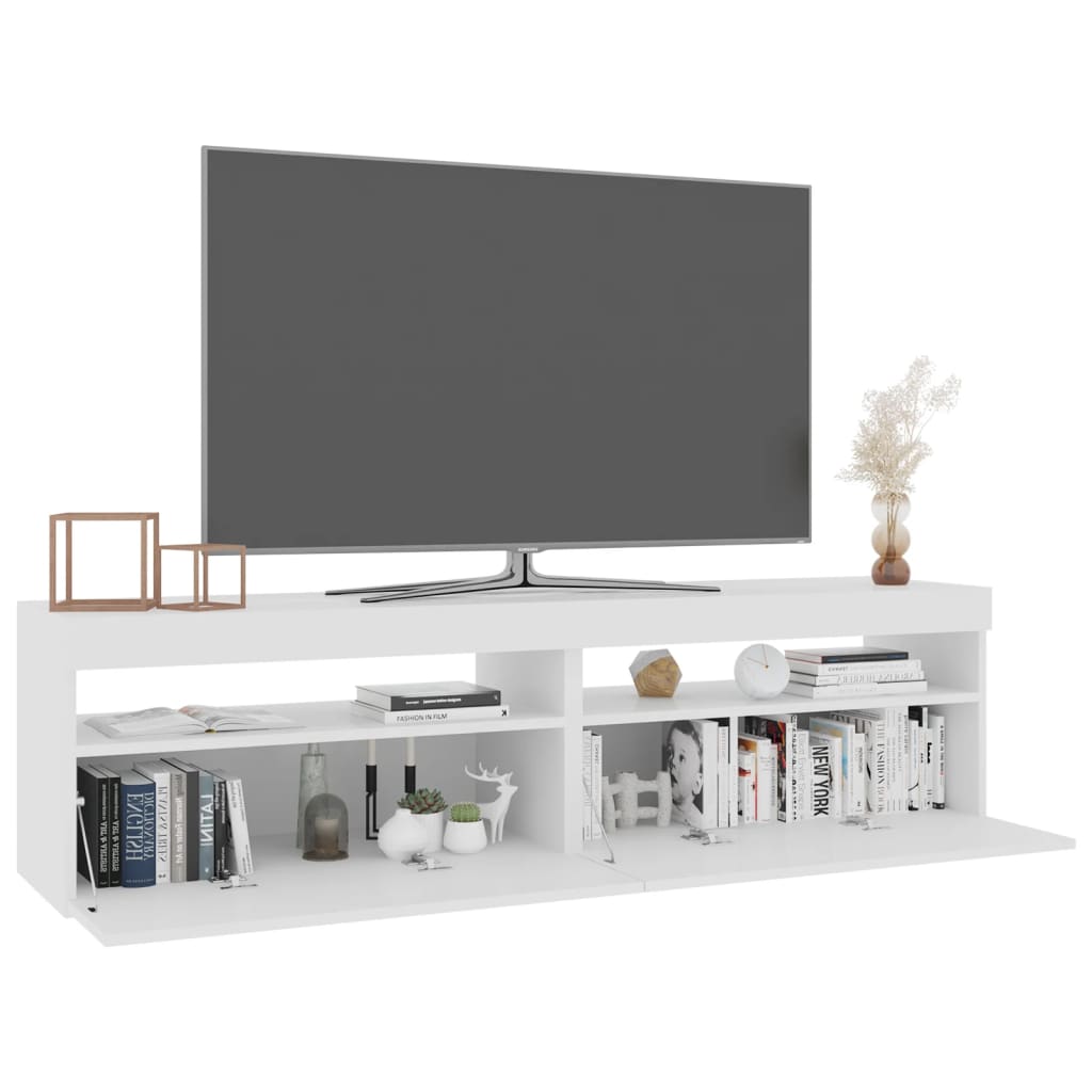 Móvel de TV com luzes LED 2 pcs 75x35x40 cm branco