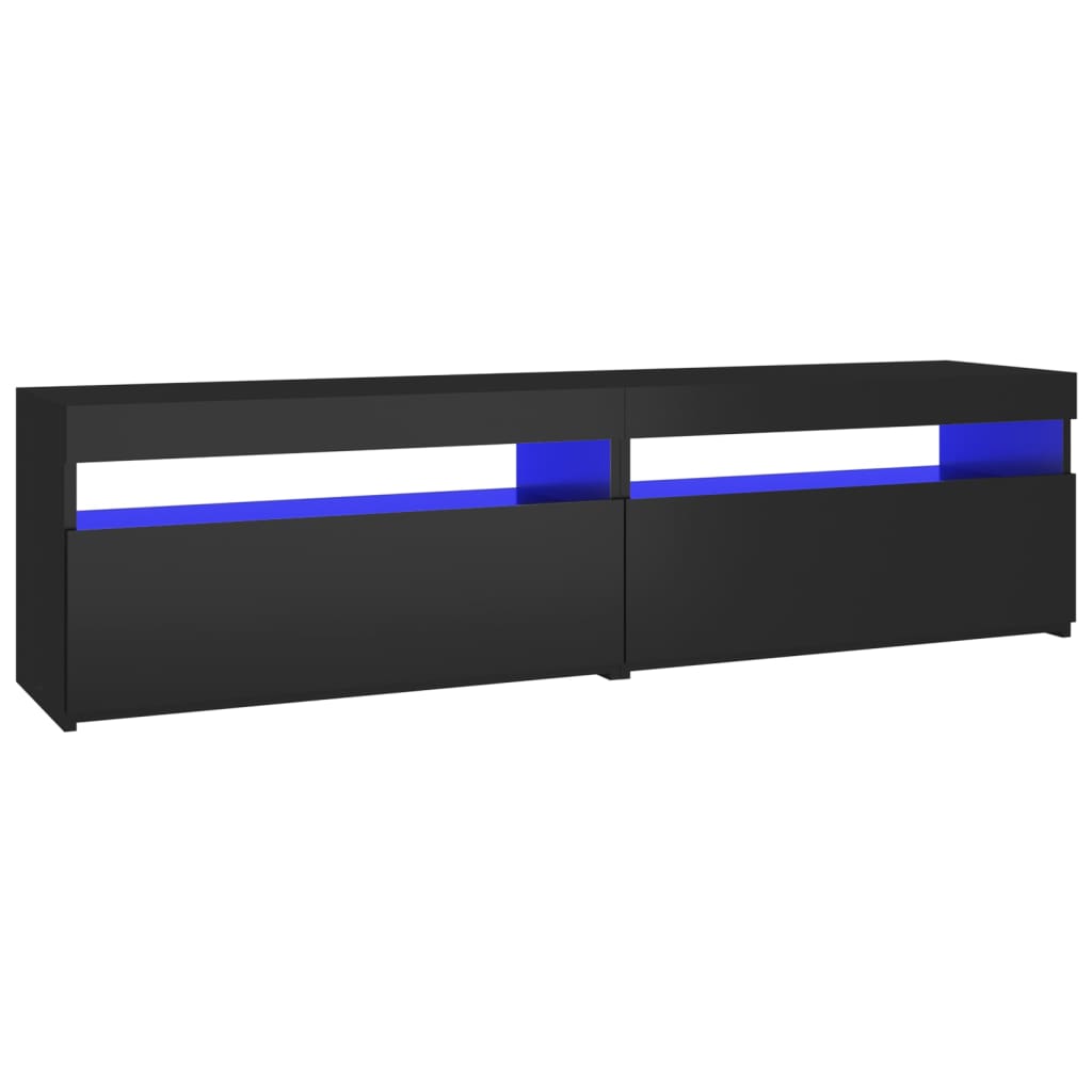 Móvel de TV com luzes LED 2 pcs 75x35x40 cm preto