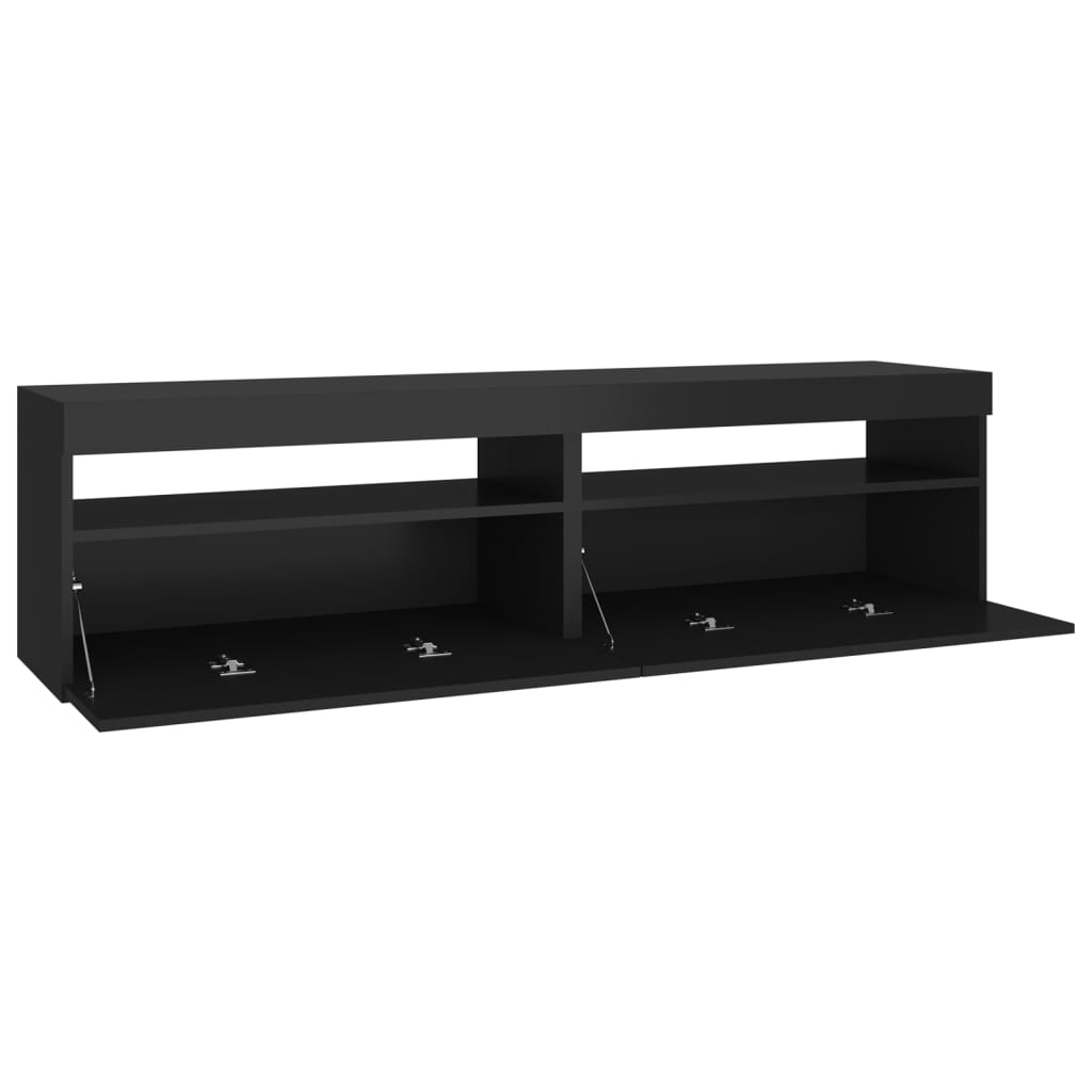 Móvel de TV com luzes LED 2 pcs 75x35x40 cm preto